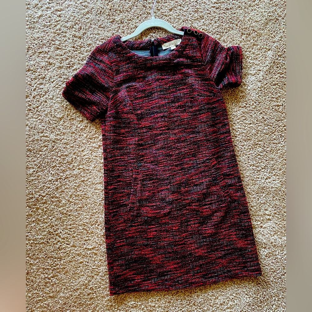 Cute Loft trapeze dress. Tweed-like fabric but soft and very flattering!